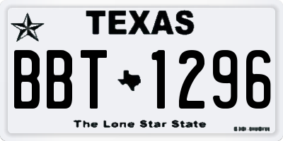 TX license plate BBT1296