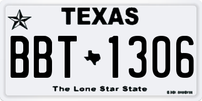 TX license plate BBT1306