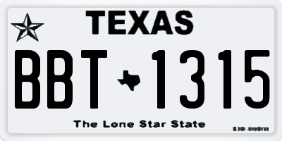 TX license plate BBT1315