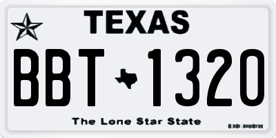 TX license plate BBT1320
