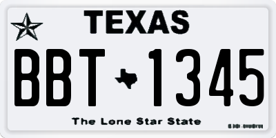 TX license plate BBT1345