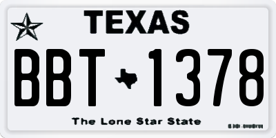 TX license plate BBT1378