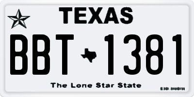TX license plate BBT1381