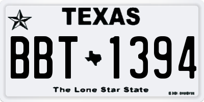 TX license plate BBT1394