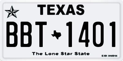 TX license plate BBT1401