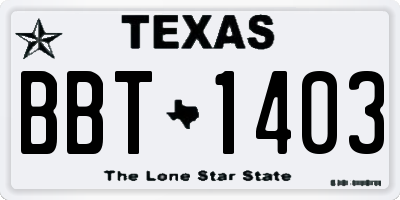 TX license plate BBT1403