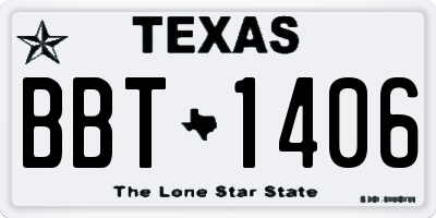 TX license plate BBT1406