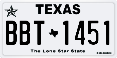 TX license plate BBT1451
