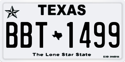 TX license plate BBT1499