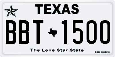 TX license plate BBT1500