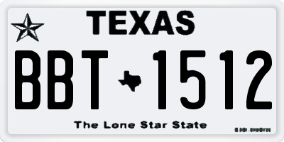 TX license plate BBT1512