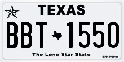 TX license plate BBT1550
