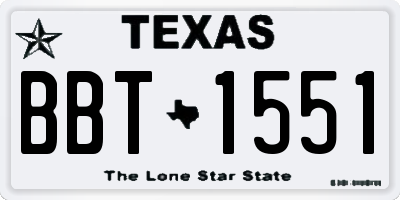 TX license plate BBT1551