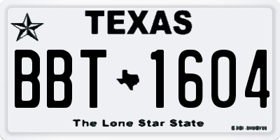 TX license plate BBT1604