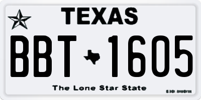 TX license plate BBT1605
