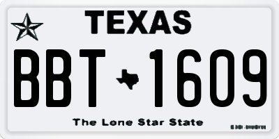 TX license plate BBT1609