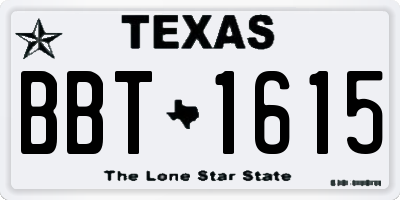 TX license plate BBT1615