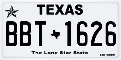 TX license plate BBT1626