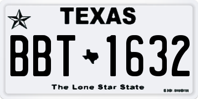 TX license plate BBT1632