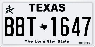 TX license plate BBT1647
