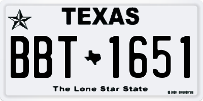 TX license plate BBT1651