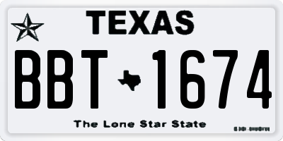 TX license plate BBT1674