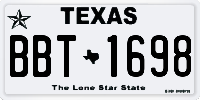 TX license plate BBT1698