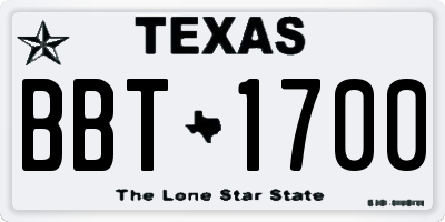 TX license plate BBT1700