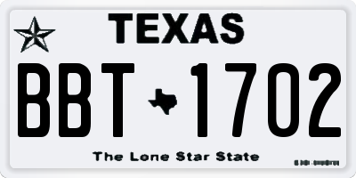 TX license plate BBT1702