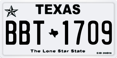 TX license plate BBT1709