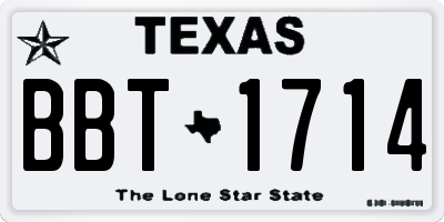 TX license plate BBT1714