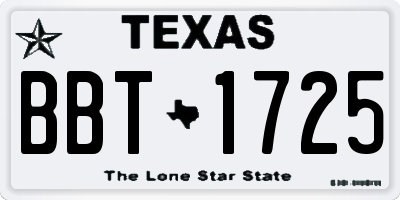 TX license plate BBT1725