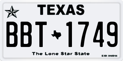 TX license plate BBT1749