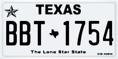 TX license plate BBT1754