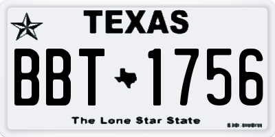 TX license plate BBT1756