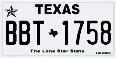 TX license plate BBT1758