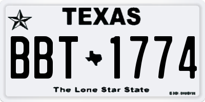 TX license plate BBT1774