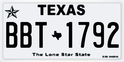 TX license plate BBT1792