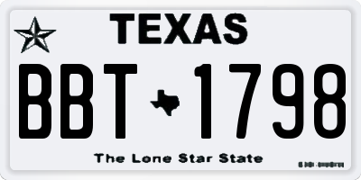 TX license plate BBT1798