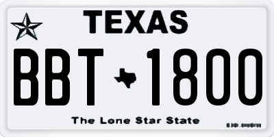 TX license plate BBT1800