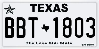 TX license plate BBT1803