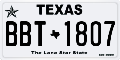 TX license plate BBT1807