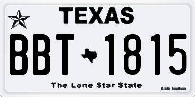 TX license plate BBT1815