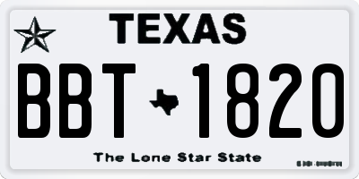TX license plate BBT1820