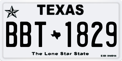 TX license plate BBT1829