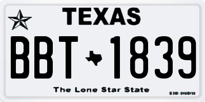 TX license plate BBT1839
