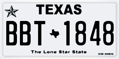 TX license plate BBT1848