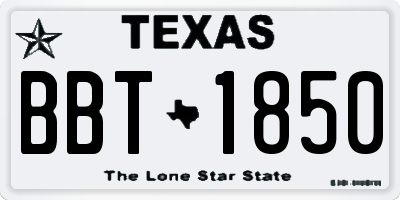 TX license plate BBT1850