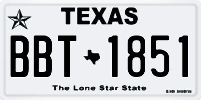 TX license plate BBT1851