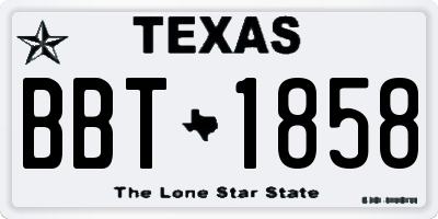 TX license plate BBT1858